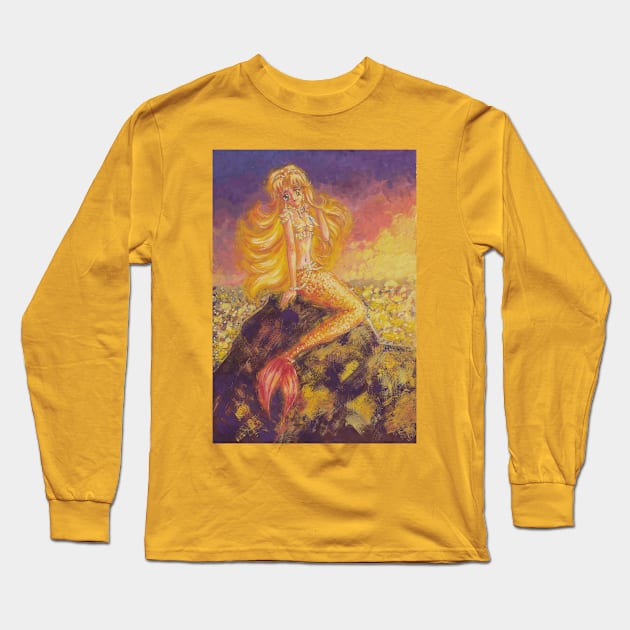 Goldfish Mermaid Long Sleeve T-Shirt by eosofdawn